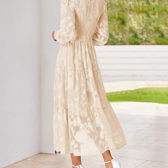 Wedding Guest Dresses for Women Fall Fashion 2025 Casual Long Sleeve Floral Maxi - Picture 7 of 7